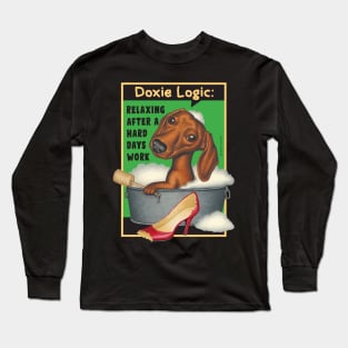 Dachshund in metal bath tub Long Sleeve T-Shirt